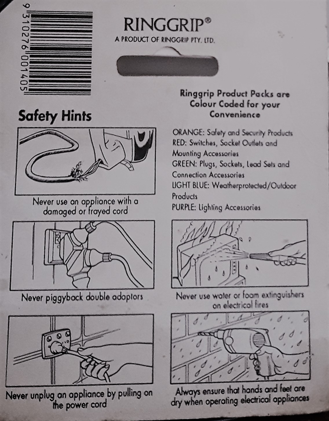 Safety hints on the back of a packet with 2 flourescent light starters