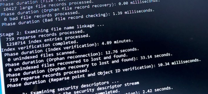 Repair blog 202208-1: chkdsk to recover drive