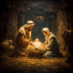 Image of the Nativity with Jesus, Mary and Joseph.